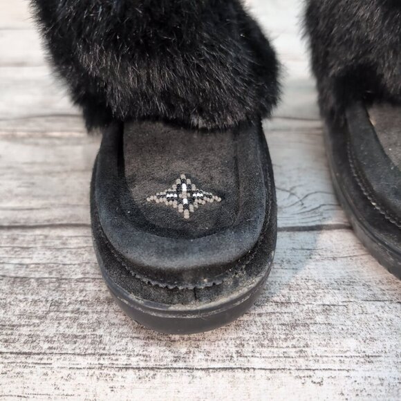Manitobah Mukluks Waterproof Black Fur Suede Winter Boots – Women’s Size 7 - Picture 3 of 10